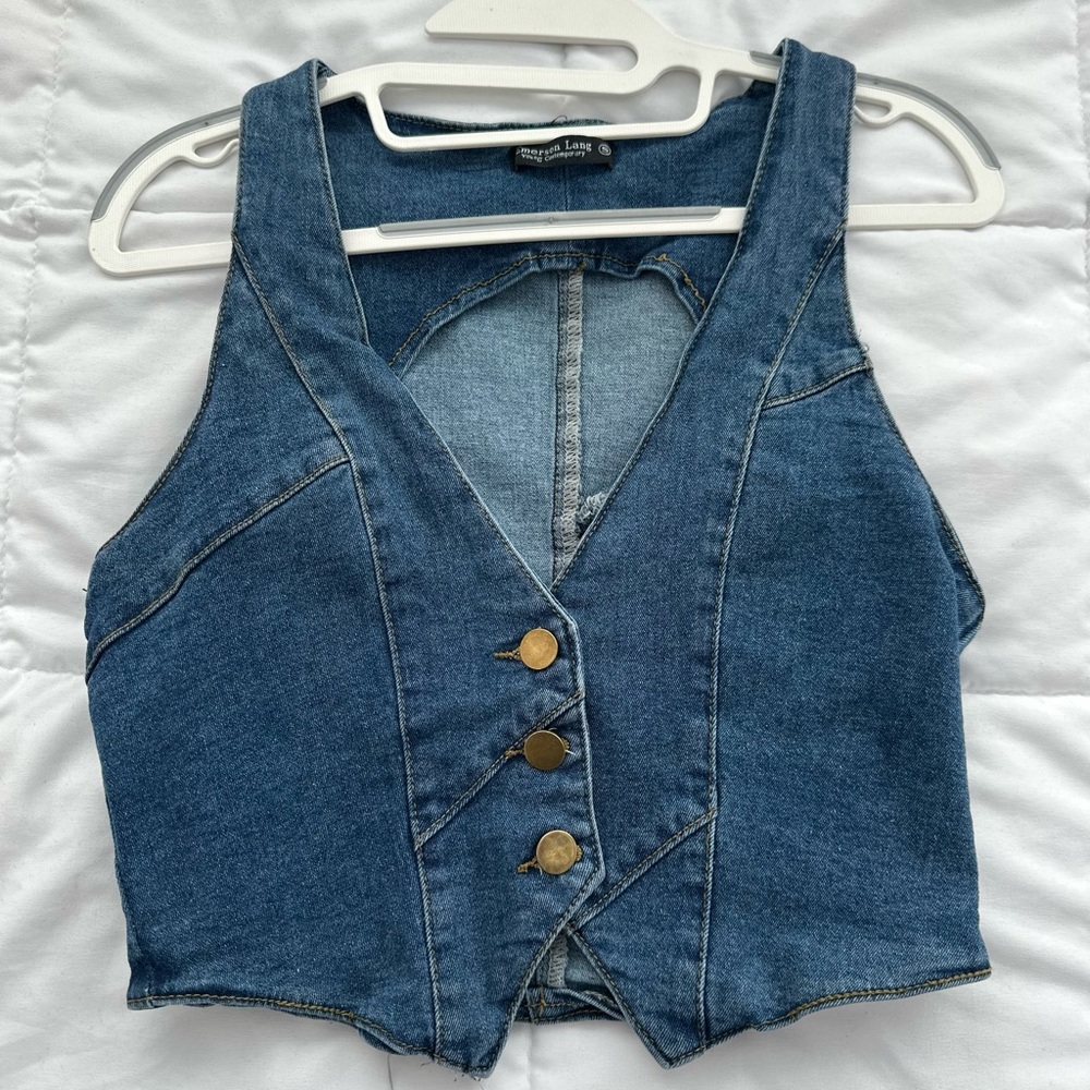Emerson Lang Denim Vest Top - Blue
